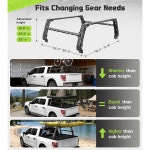 스타원F | 스타원 조절식 트럭 침대 랙, F-150 / RAM 1500 실버라도 시에라 1500용 노드릴 듀얼 설치 사다리 화물 및 실외용 스틸, 블랙 : 로윈스토어
