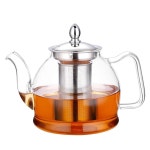HIWARE 1000ML 유리 찻주전자, 탈착식 인퓨저 안전 스토브 차 티 탑 세트 루스 주전자, 포함, 블루밍 메이커 33 oz : 득존룸
