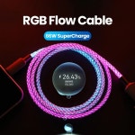 예안물류 | RGB 발광 66W 6A 초고속 충전 데이터 케이블 USB A to Type C PD 코드 LED 라이트 라인 (아이폰호환 16 15 샤오미호환 삼성호환용) : 템오