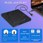 외장 CD/DVD 드라이브, 초박형 디스크 복제기 DVD 플레이어, USB3.0 CD 버너 USB-C CD-ROM 리더 호환 Windows 11 /10 /8 : 자성컴퍼니