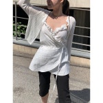여성 배송 사이즈 여름 칼라 불규칙한 베벨 스트랩 캐미솔 : 이버바요