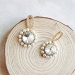 쥬아나윤 Pearl flower 스와로브스키 진주 플라워 미니 드롭 귀걸이