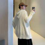 옷 의상 스타일 남녀공용 메쉬 그물 후드 니트 집업 가디건