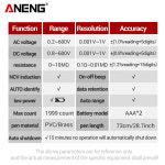 ANENG M113 미니 디지털 멀티미터 AC DC 전압 계량기 1999 카운트 멀티메트로 옴 NCV 전기 도구 측정 기기