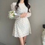 라비드 깃털 플라워 레이스 퍼프 공주 시스루 A라인 파티 여신 원피스