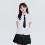 베이직 스쿨룩 셔츠 넥타이 치마 세트 반팔 교복 학
