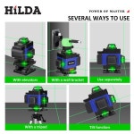 영인유통수 | HILDA 4D 16 라인 레이저 레벨 셀프 360 수 수직 초강력 녹색 빔