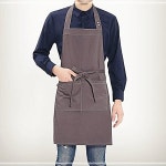 목걸이형 단색 앞치마 다크카키 배식용 청소용 세척