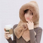 귀염뽀짝 보들보들 밍크털 일체형 후드 목도리 머플러 겨울 방한 모자