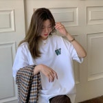 깔끔한레터링 포인트 데일리 오버핏 여성 반팔 티셔츠