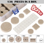 펠트 가구 패드 300개 원목 바닥용 패드 의자 다리 가구용 블랙용 바닥 보호대 136pcs