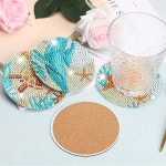 UPINS 오션 다이아몬드 아트 페인팅 코스터 키트 홀더가 8Pcs DIY 공예품 미끄럼 방지 이상적인 크리스마스 선물 Bohemia