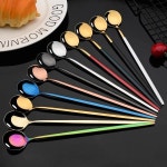 6Pcs 커피 교반 숟가락 Flatware 칼 붙이 세트 주스 차 식기류 아이스크림 롱 핸들 특종 도구