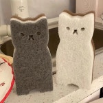 케이제이인베스트 | 4 귀여운 고양이 주방 스펀지 세트 두껍고 내구성이 뛰어난 식기 세척 청소 도구