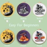 플로아랩스 | 오콜 3종 세트 할로윈 자수 키트 명확한 지침이 바늘 포인트 Halloween