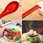 후크 레드와 친스 라면이 들어간 6PCS 아시안 수프 스푼 긴 손잡이 일본 라면 만두 소바 쌀국수 포 키친 크리스마스 선물