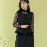 디얼마미 리본 레이스 조끼 마담 미시 중년 여성 40대 50대