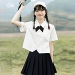 아이버리아 여성 반팔 셔츠 타이식 넥타이