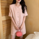 디작소 여름 하객룩 노카라 반팔 미니원피스