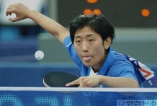 리시버하는 북한 탁구 김현희선수