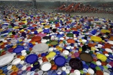 ‘꽃의 만다라’… 버려지는 뚜껑들의 변신