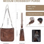 카스고 숄더백 여성 핸드백 패션 크로스바디 백 작은 2 조절 가능한 기타 스트랩 여행 작업 데일리 브라운 이...