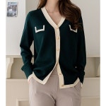 엘리시아 엘리시아 뷰리셀 비스코스 라인 배색 가디건