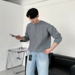 남자꽈배기니트 헨리넥니트 케이블니트 : 픽앤룩