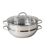 한일스텐레스 오딘 통3중 IH 파티웍 궁중전골 (유리뚜껑+찜기세트) 32cm : 한일스텐레스 주식회사