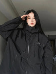 여성심플한자켓 Guodredy 아메리칸 스타일 여성 루즈핏 재킷 야구 모자 칼라 두꺼운 긴팔 가을 패션 신상 : 정정컴파니