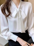 쉬폰 고급 셔츠 새틴 프렌치 상의 가을 블라우스 신상 긴팔 오피스룩 브이넥 : 오티에스 종합몰