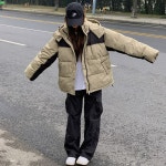 와U 여자 야상 점퍼 패딩 숏 후드 배색 루즈핏 겨울 따뜻한 젠4 : WA-U