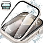 YMHML 2 Pack for Apple Watch Screen Protector 41mm Series 9 8 7 Titanium Bumper with Tempered Black : 베르43