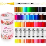 Caliart 72 컬러 듀얼 팁 파인 브러시 펜 아트 마커 에스테틱 귀여운 프레피 스터프 학용품 키즈 아티스트 성인 북 카드 드로잉 크 72...