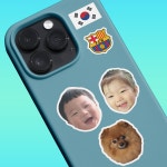 스티커 주문 제작 아기 사진 강아지 로고 캐리어 방수 노트북 카드 도무송 네임 용지 굿즈 : 카밍순제작소