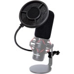 마이크 팝필터 방송용 방송녹음용 노이즈차단 윈드서센 폼 커버가 장착된 선몬 팝 필터 HyperX 쿼드캐스트와 호환 유연한 360° 구스넥 클립...