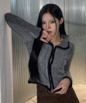 ◐ 투톤 집업니트 ◑ 유니크 디자인 / 투웨이지퍼 / 트렌디UP : 아크로멘틱
