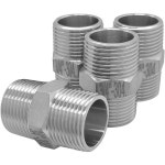 배관을 위한 후싱 4PCS 육각 니플 34인치 남성 NPT 스테인리스 스틸 304 나사산 파이프 피팅 3/4 x 3/4 NPT (O.D x O.D: 1 x 1) : 무민샵41