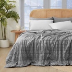 코지 블리스 시어서커 쿨링 이불 퀸 사이즈, Q-Max 0.4 리버시블 경량 쿨링 담요, 통기성 실크 스무스 여름용 침구 이불 뜨거운 잠자는...
