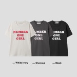 NUMBER ONE GIRL 베이직 레터링 반팔 티셔츠 로제 티 넘버원걸 : 팹캐시