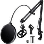 붐제이에이치 | BILIONE 마이크 스탠드 Blue Yeti QuadCast S SoloCast Snowball AM8 및 기타 마이크용 붐 암 팝 필터 쇼크 마운트 클립 케이블 타이 포...