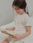 키즈맘창고형아동복맘스아동복구 | 해피버스 아동 키즈 여름 SS 로즈데이 5부 반팔 내복 실내복 내의 상하세트 핑크 크림 : 맘스아동복 하남점