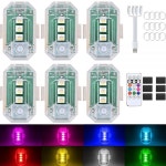 영근오토바이 | 스트로브 조명 6개, 350mAh USB 충전식 8가지 색상 고휘도 방수 충돌 방지 경고등, 자동차, 오토바이, 드론, 트럭, 자전거용 141252 : 영근 유통
