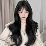내추럴 웨이브 긴머리 통가발(블랙) 전체가발 자연스러운 앞머리 펌 여자여성패션예쁜헤어 롱스타일 미용 : 유즈마켓
