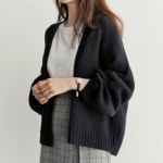 벌룬소매 여성 니트 봄 가디건 루즈핏 여름 긴팔 가벼운 코튼 아우터 : 무화상사