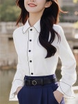 셔츠 가을 여자 프렌치 블라우스 레이스 쉬폰 데일리 봄 오피스룩 베이직 사이즈 시스루 : 도리톰보