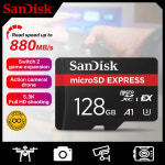 샌디스크 마이크로SD 익스프레스 카드 스위치 2 5.2k 4k 비디오 메모리 128GB 256GB 최대 880Mb/s 마이크로 SD UAV용 : 더블유컴퍼니P