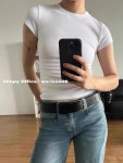 유앤이스타일링 | 여성 반팔 티셔츠 코튼 얇은 기본 캐주얼 슬림 무지 통풍 라운드넥 솔리드 : 라 블랑쉬