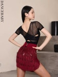 라틴댄스 댄스복 공연복 라인댄스복 밸리 줌바 살사 블랙 : 디프론트 컴퍼니