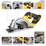 전동톱 무선 휴대용 전동톱 무선 Dewalt 20V 배터리용 전기 여신 핀 5인치 브러시리스 모터 원형 톱 1000W 목공 : 디어한스